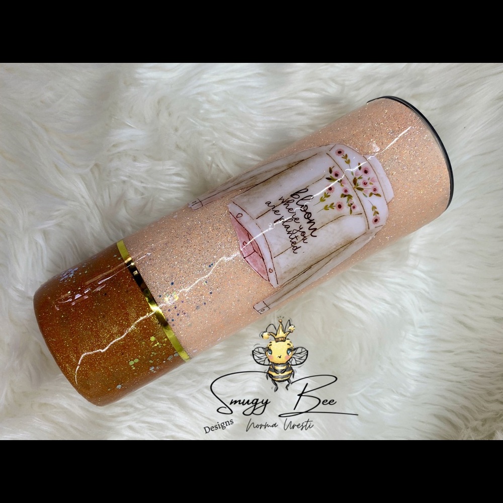 Bloom Where you are planted 20oz Skinny Custom Tumbler - Picture 4 of 12